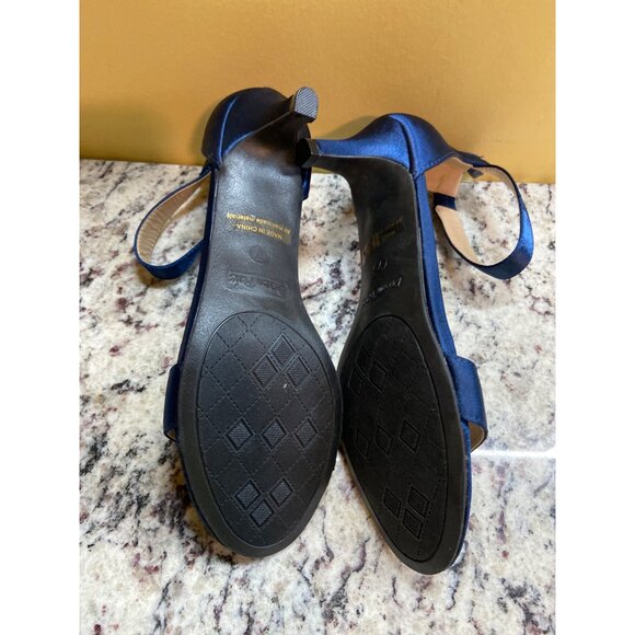 Dream Pairs Satin Ankle Strap Heels 7 Fiona Navy Blue Open Toe Dressy - Picture 8 of 8